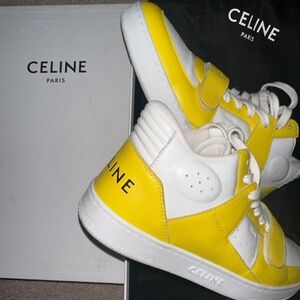 CELINE Leather Colorblock Pattern Sneakers